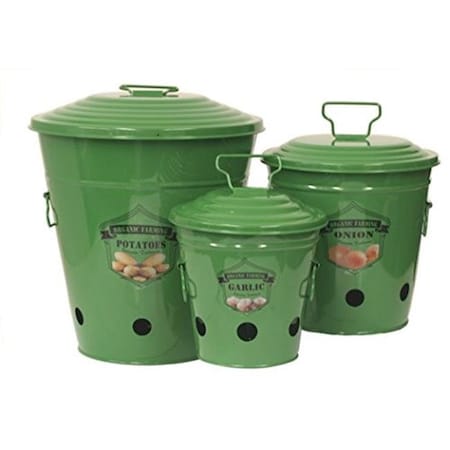 Houston International Trading Houston International Trading 6516E S.3 SA Enameled Galvanized Kitchen Storage Containers; Sage 6516E S.3 SA